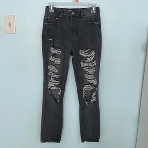 Black wash ripped jeans